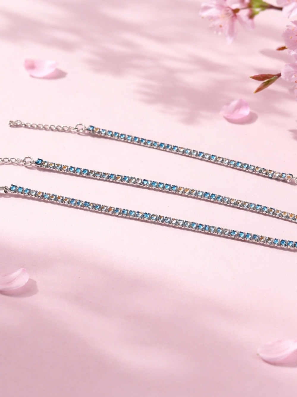 Mother's Day Sale-Elegant Blue Crystal Tennis Bracelet - Women Jewelry
